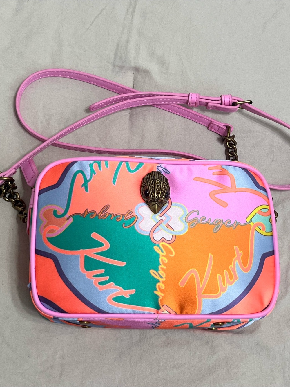Kurt Geiger Pink Multicolor Signature Crossbody - Picture 14 of 15